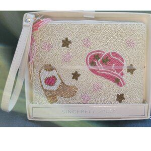 Sincerely Jules Beaded Clutch Hat & Boot with Pink and Gold Accents